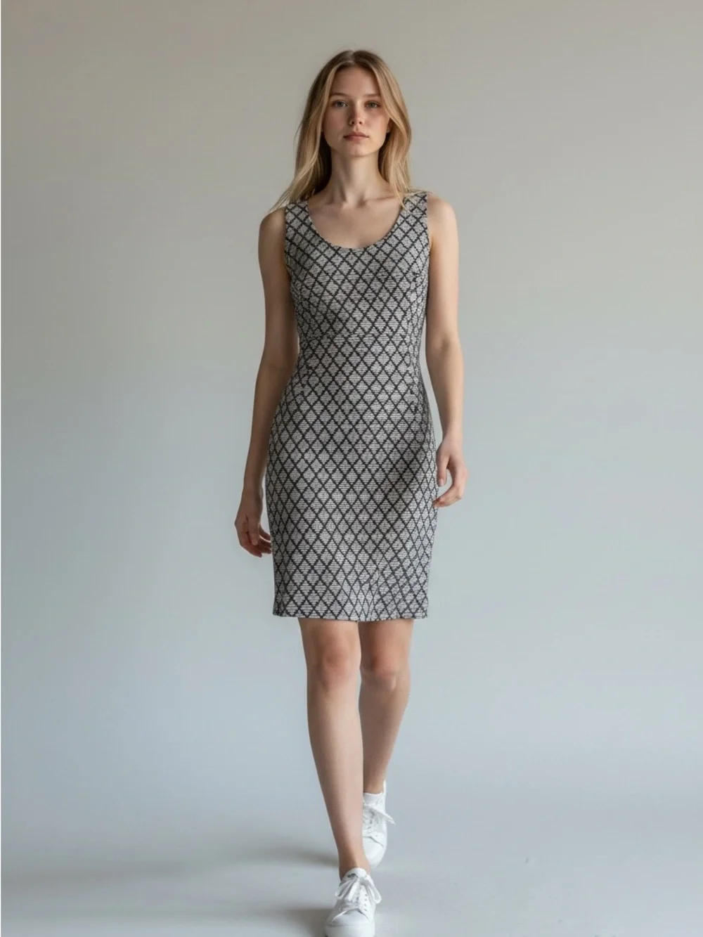 Tory Burch Black & White Geometric Tank Dress